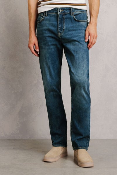 Jean straight urbanflex 3 longueurs d&eacute;lav&eacute;