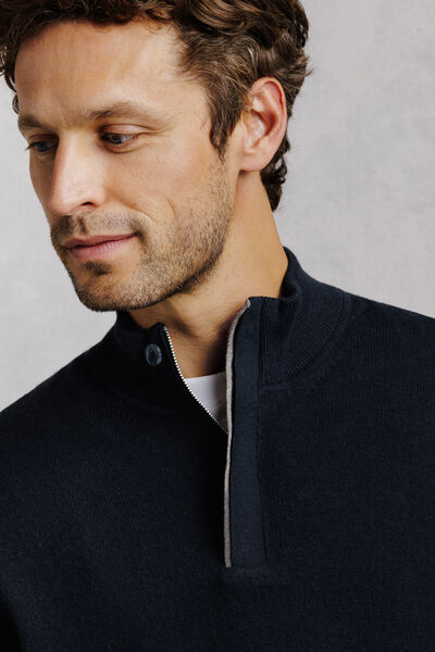 Pull col montant zipp&eacute; merinos cachemire