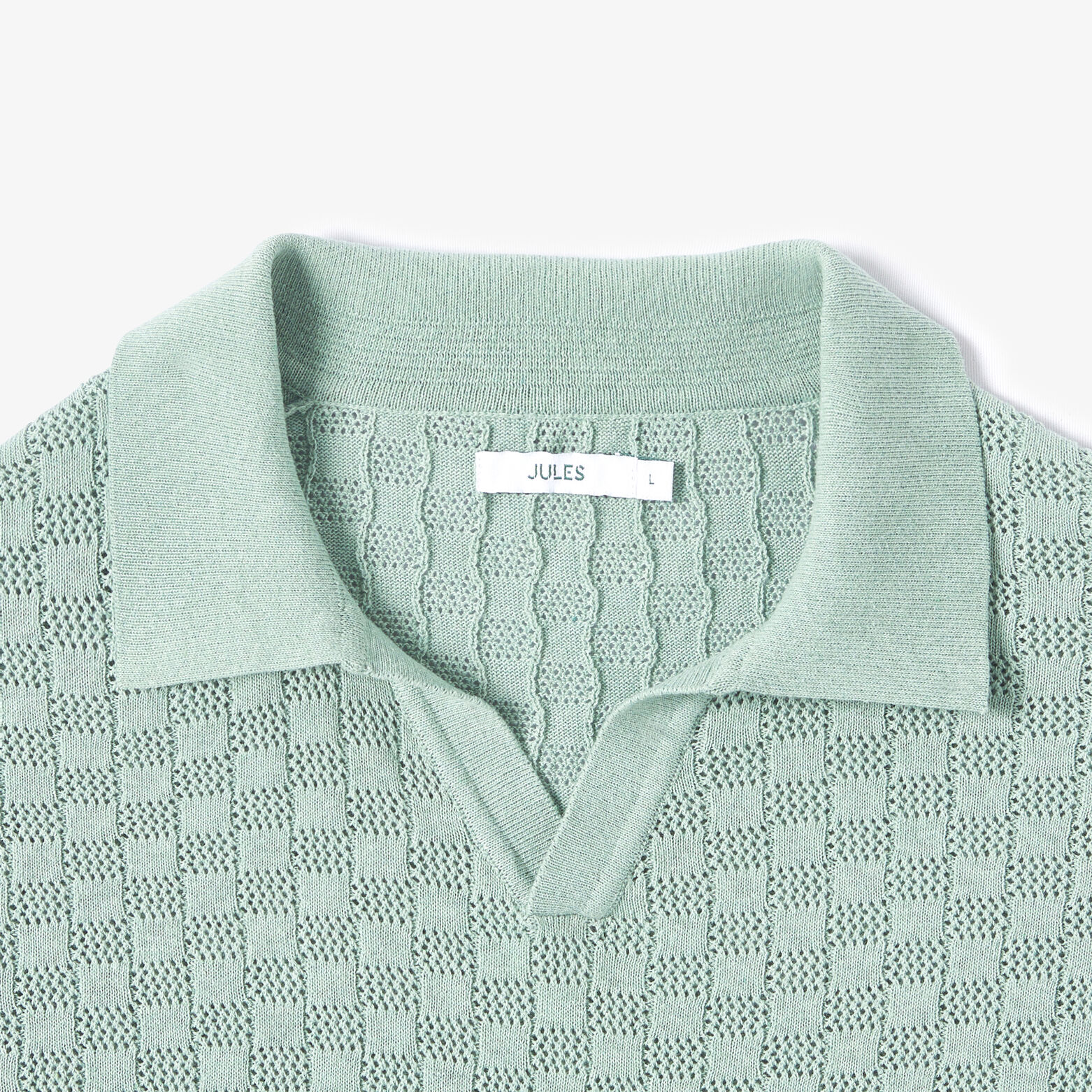 Polo en maille col resort damier