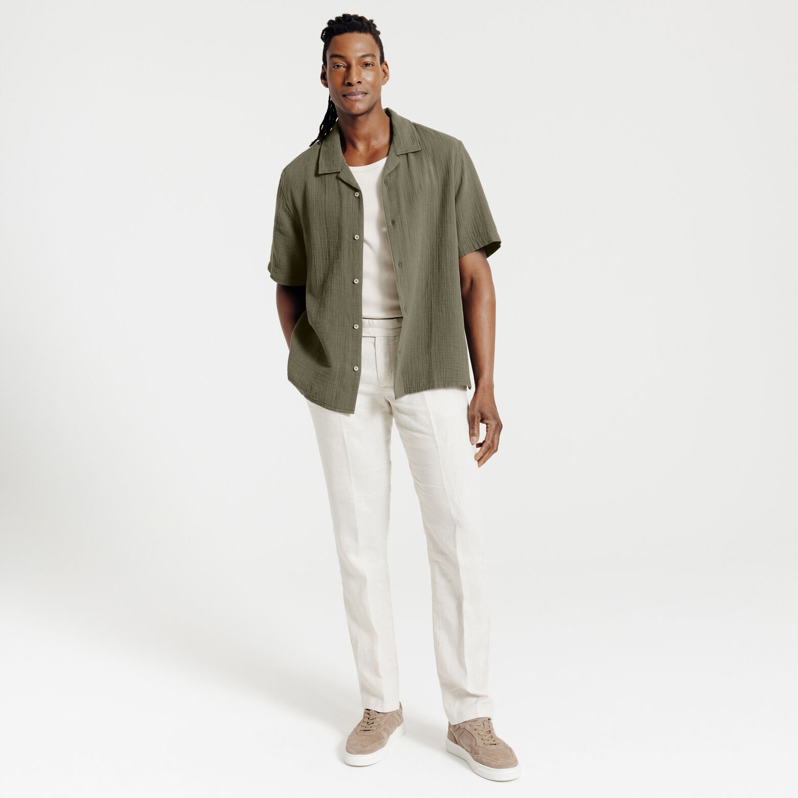 Chemisette en gaze de coton col requin