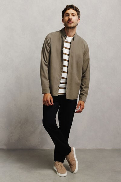 Chemise en velours c&ocirc;tel&eacute; unie 100% coton