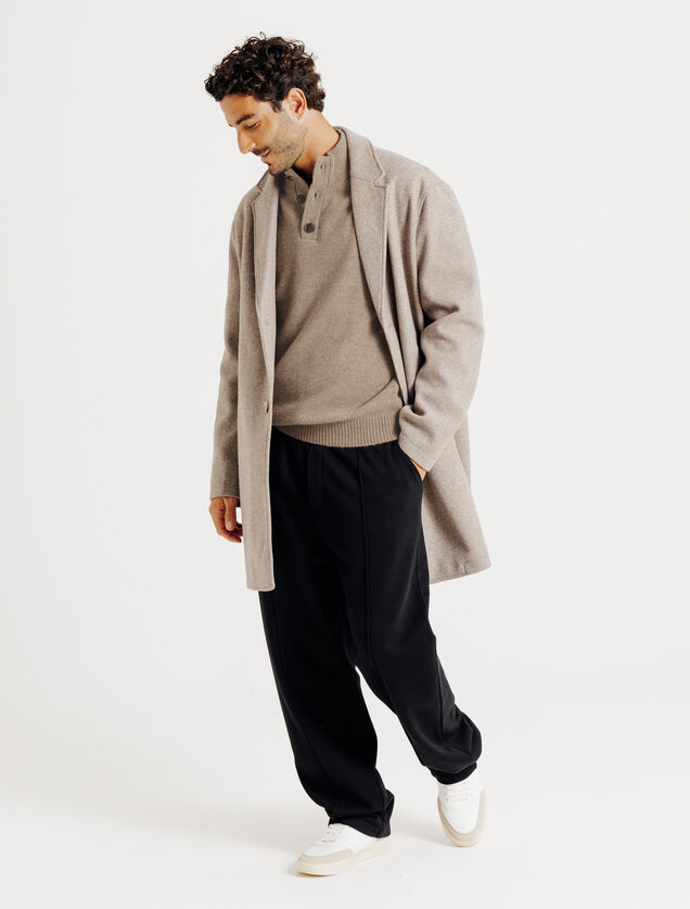 Pull col montant boutonn&eacute; lambswool