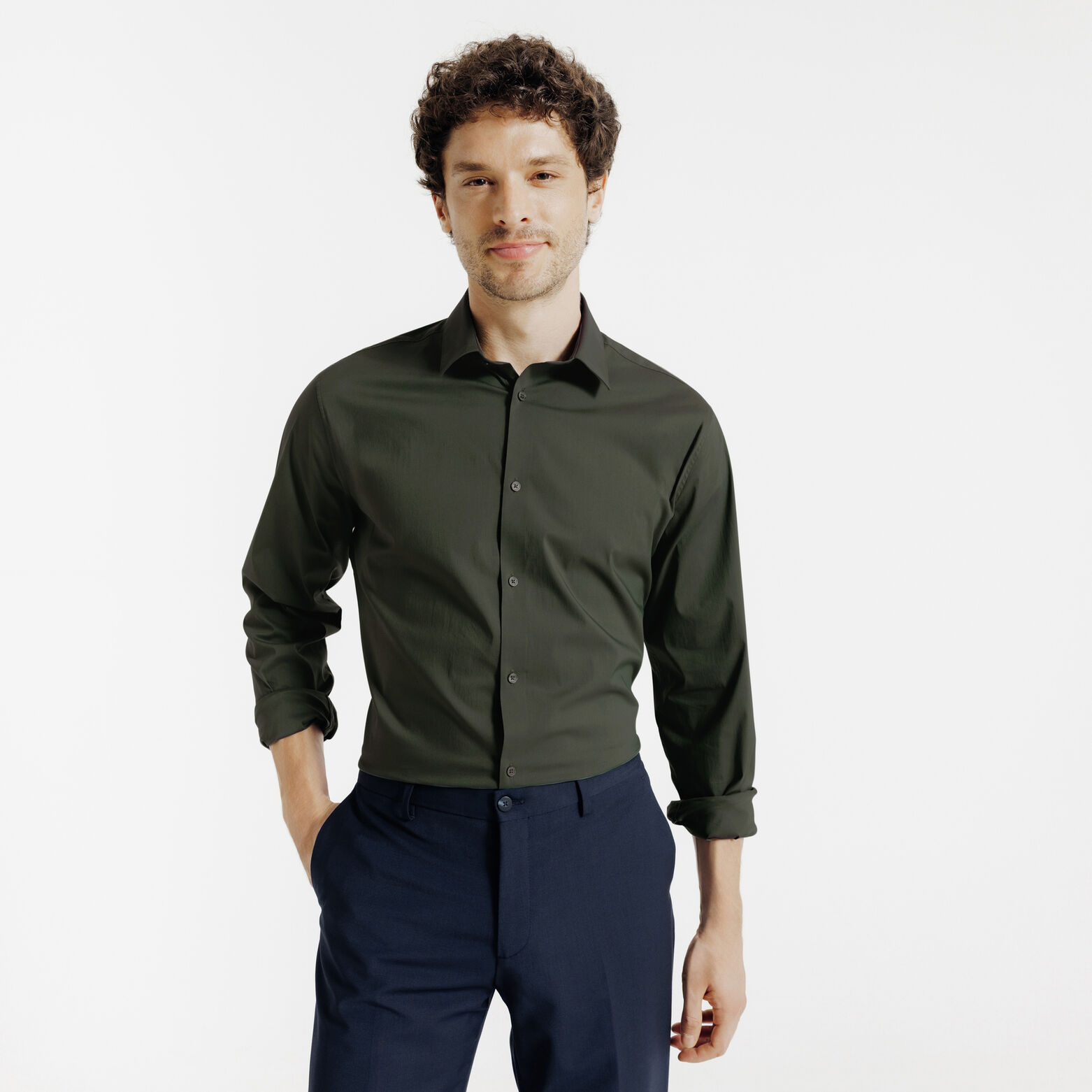 Chemise slim unie coton