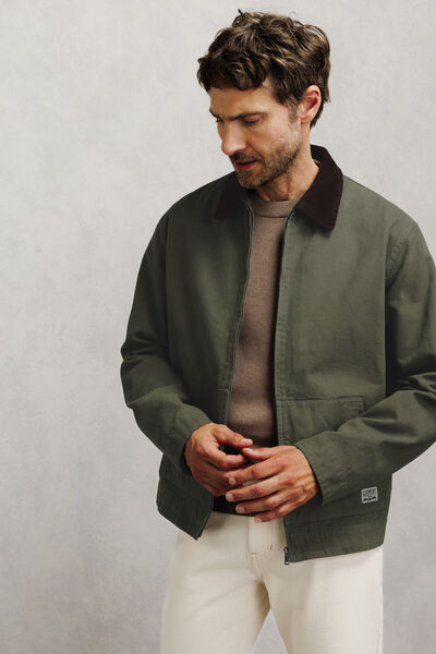 Veste zipp&eacute;e col chemise en velours