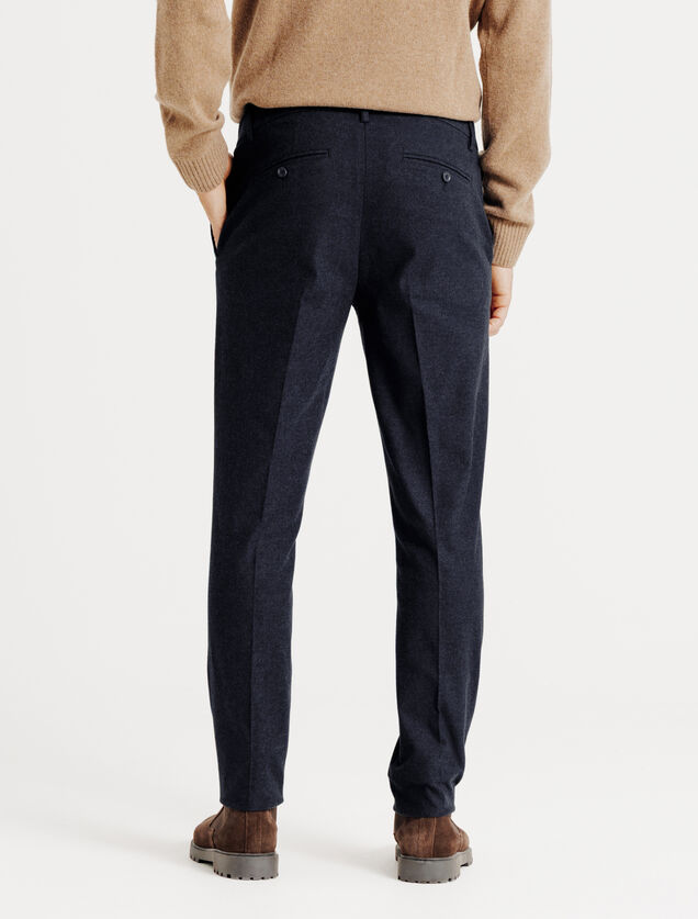 Slim fit chinobroek met flaneleffect