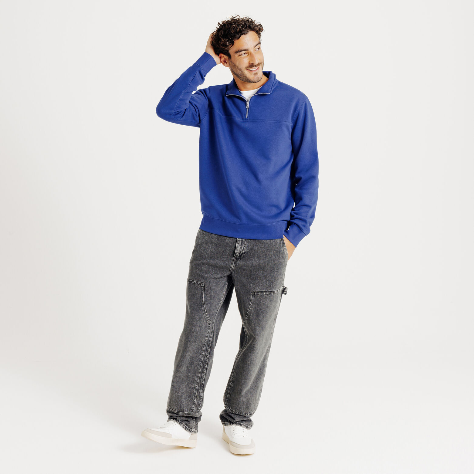 Sweat col montant zippé uni