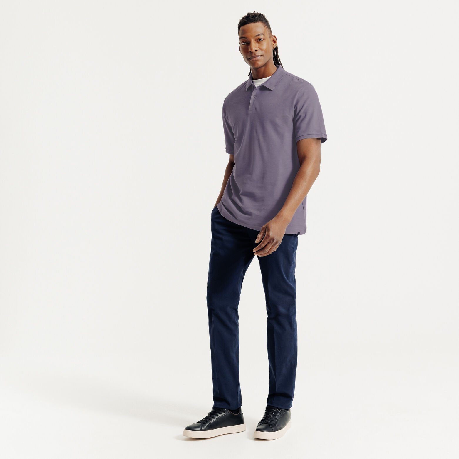 Effen polo in piqu&eacute;katoen met korte mouwen