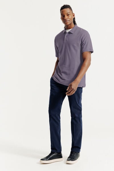 Effen polo in piqu&eacute;katoen met korte mouwen