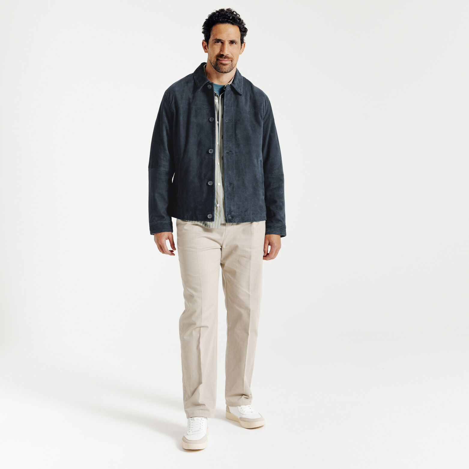 Leren jack met hemdskraag