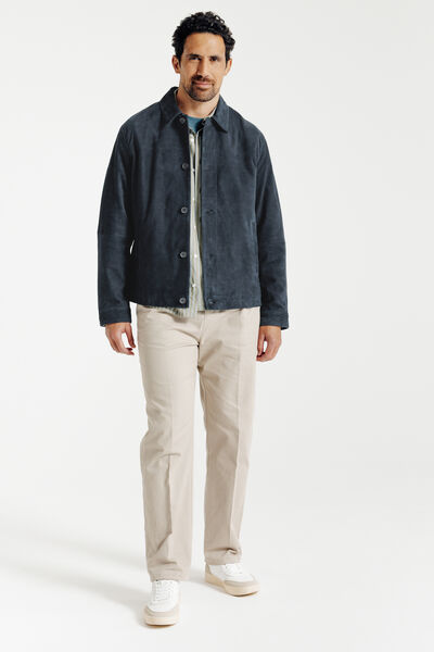 Blouson en cuir col chemise