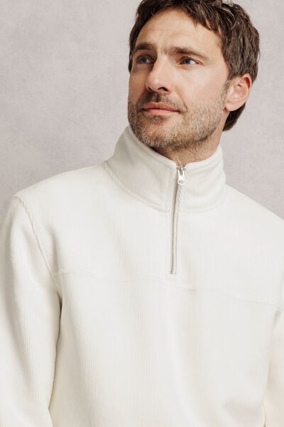 Sweater met opstaande ritskraag in fluweel
