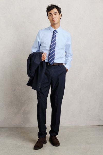 Chemise 100% coton slim sans repassage textur&eacute;e / 