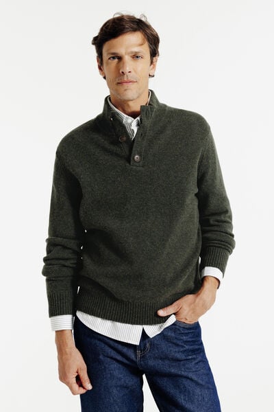 Pull col montant boutonné lambswool