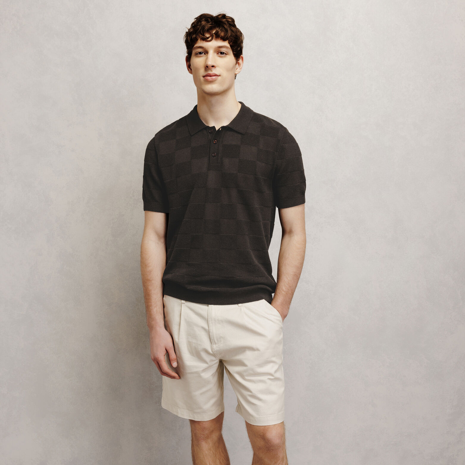 Polo en maille point damier