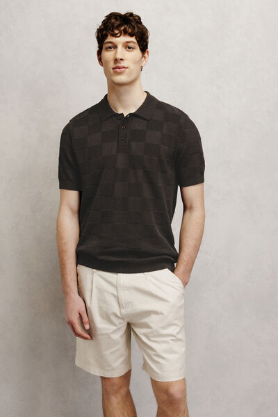 Polo en maille point damier