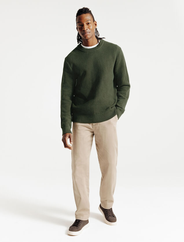 Trui ronde hals in fantasie-stekenpatroon