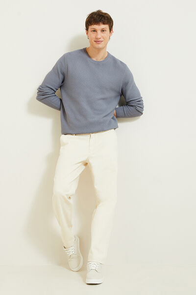 Pull col rond jeux de points fantaisie