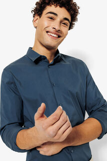 Slim effen hemd in gerecyclede polyamide