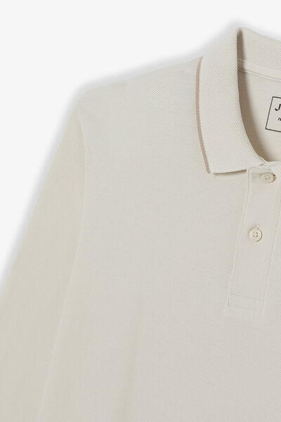 Effen polo in piquékatoen, met lange mouwen