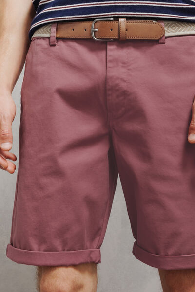 Bermuda chino slim uni avec ceinture
