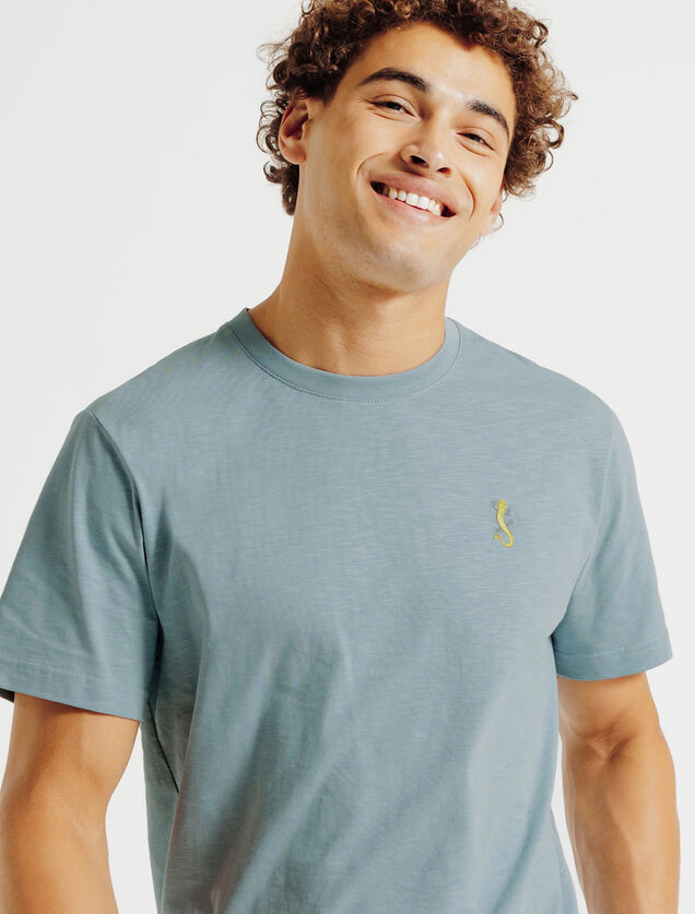 Tee shirt mati&egrave;re flamm&eacute;e broderie poitrine