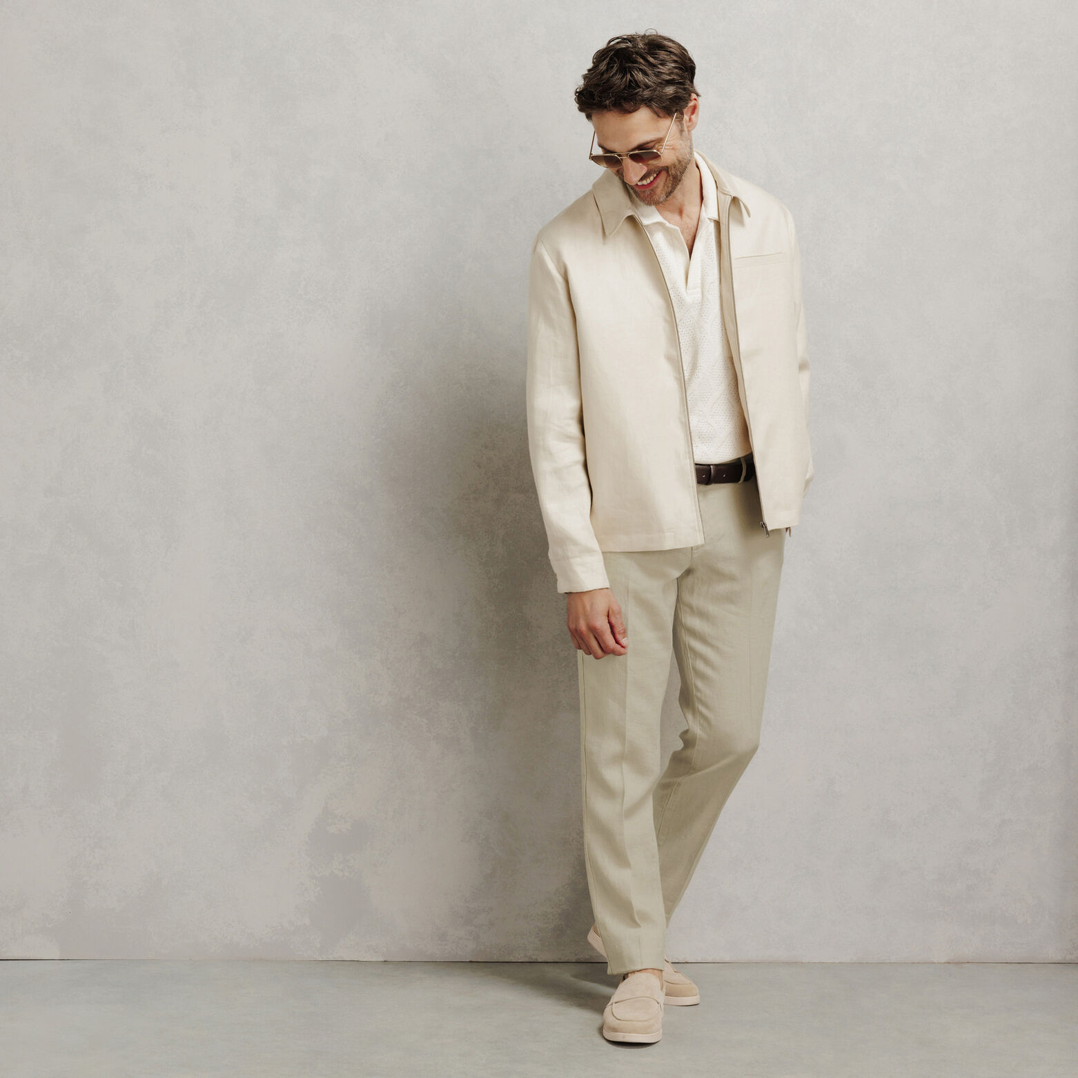 Pantalon chino straight 100% lin