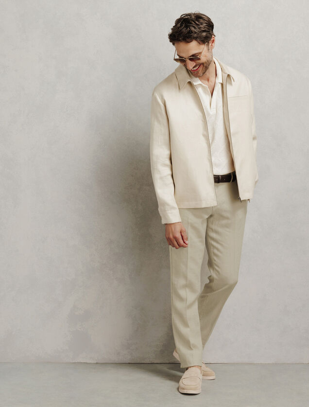 Straight fit chinobroek in 100% linnen