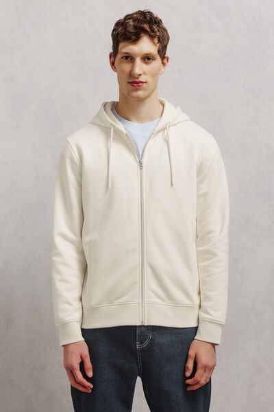 Sweat &agrave; capuche zipp&eacute; molleton uni