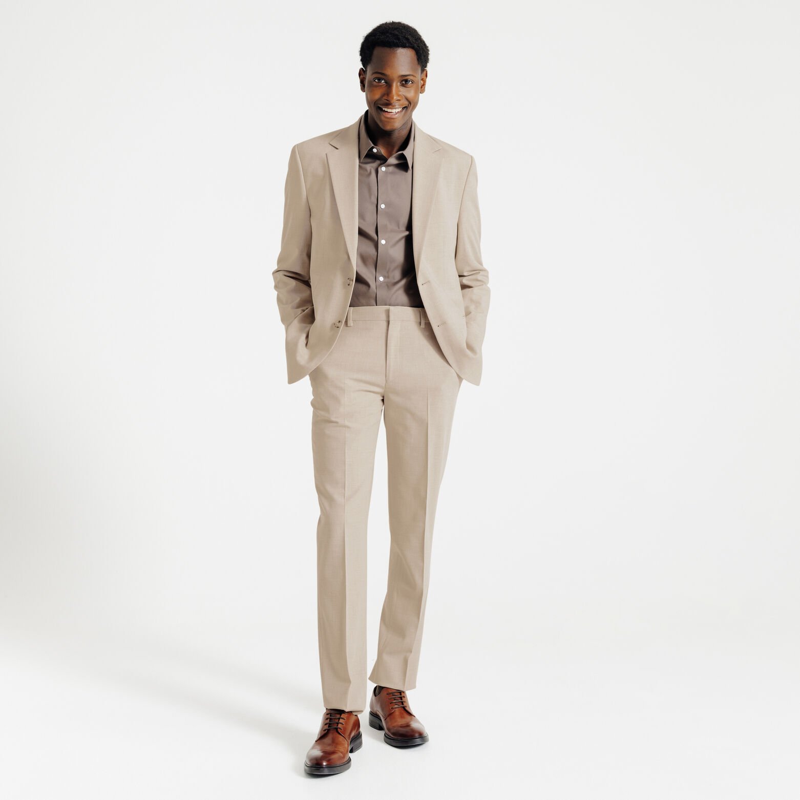 Tweekleurige comfort fit kostuumbroek