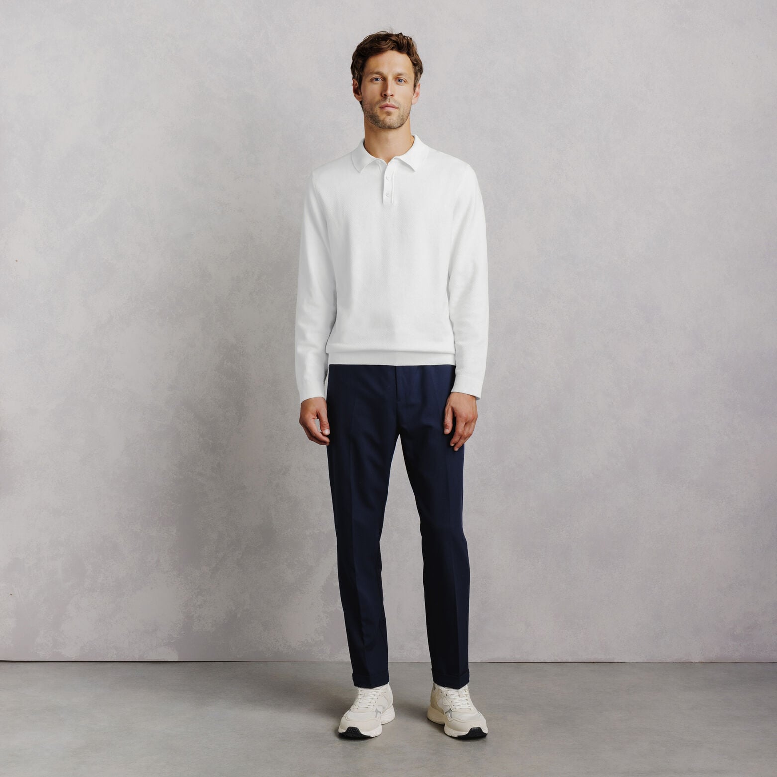 Pull col polo boutonn&eacute; fantaisie