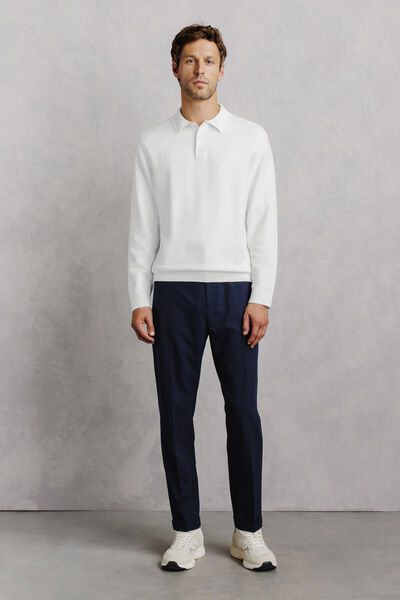 Pull col polo boutonn&eacute; fantaisie