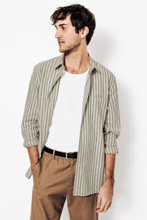 Chemise en coton lin rayée