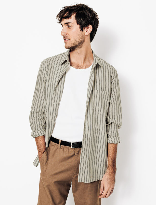 Chemise en coton lin rayée