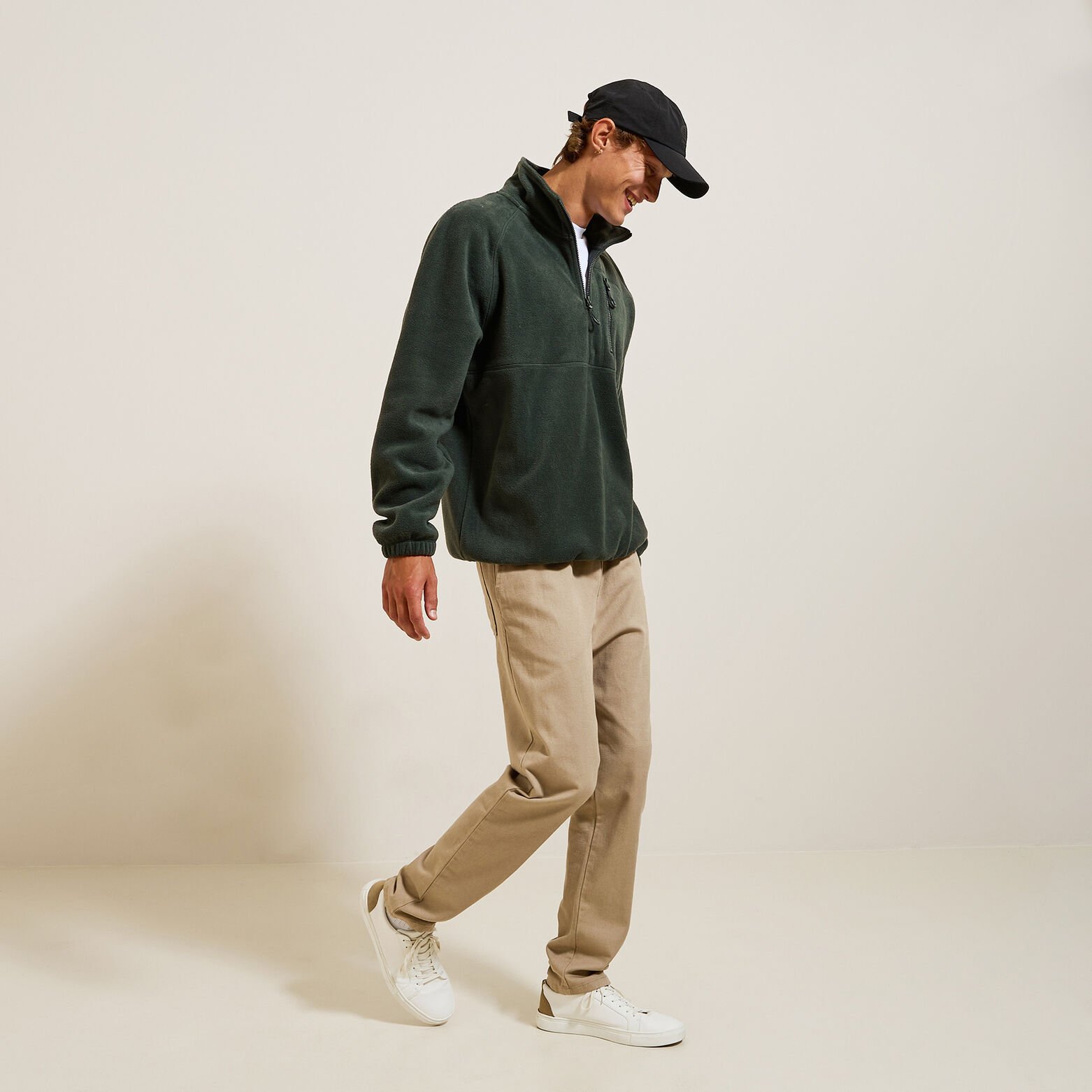 Fleecesweater met opstaande ritskraag