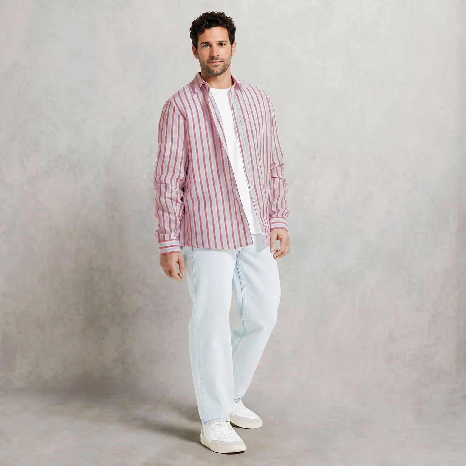 Chemise 100% lin ray&eacute;e