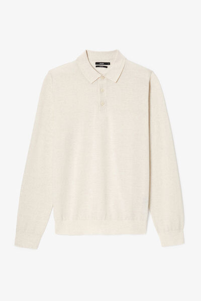 Polo met knoopkraag in merinoswol