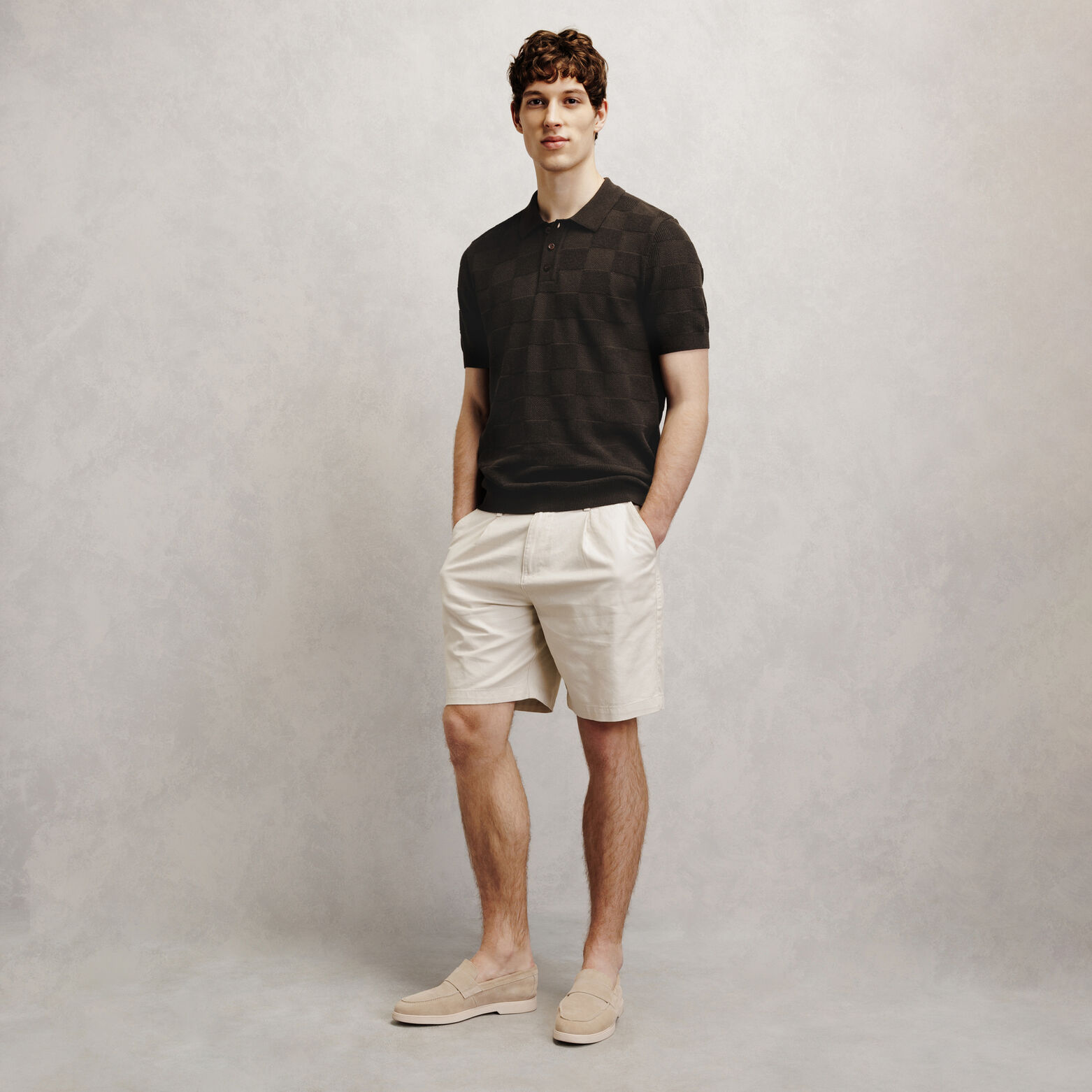 Polo en maille point damier