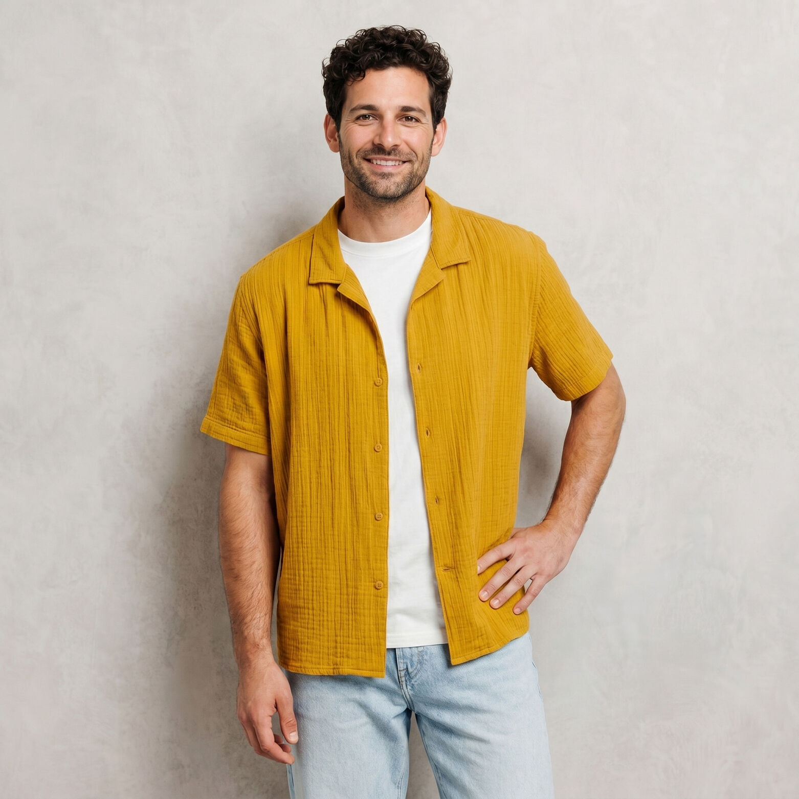 Chemisette en gaze de coton col requin