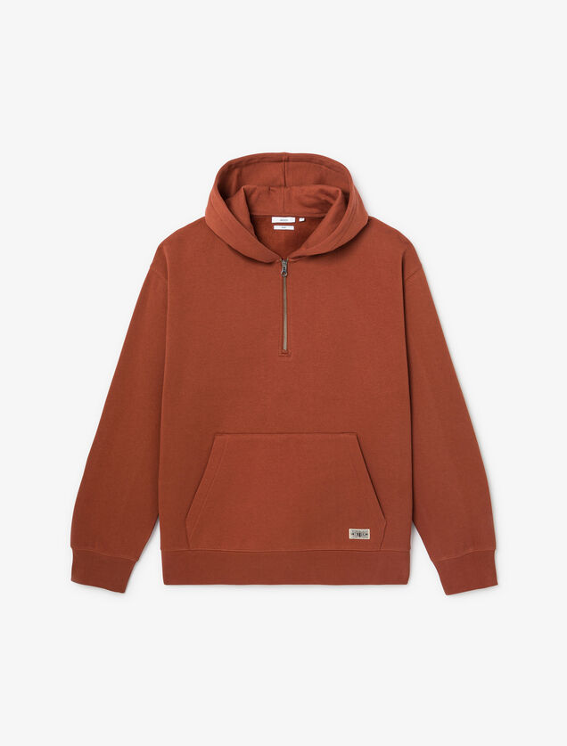 Sweater met kap en ritskraag