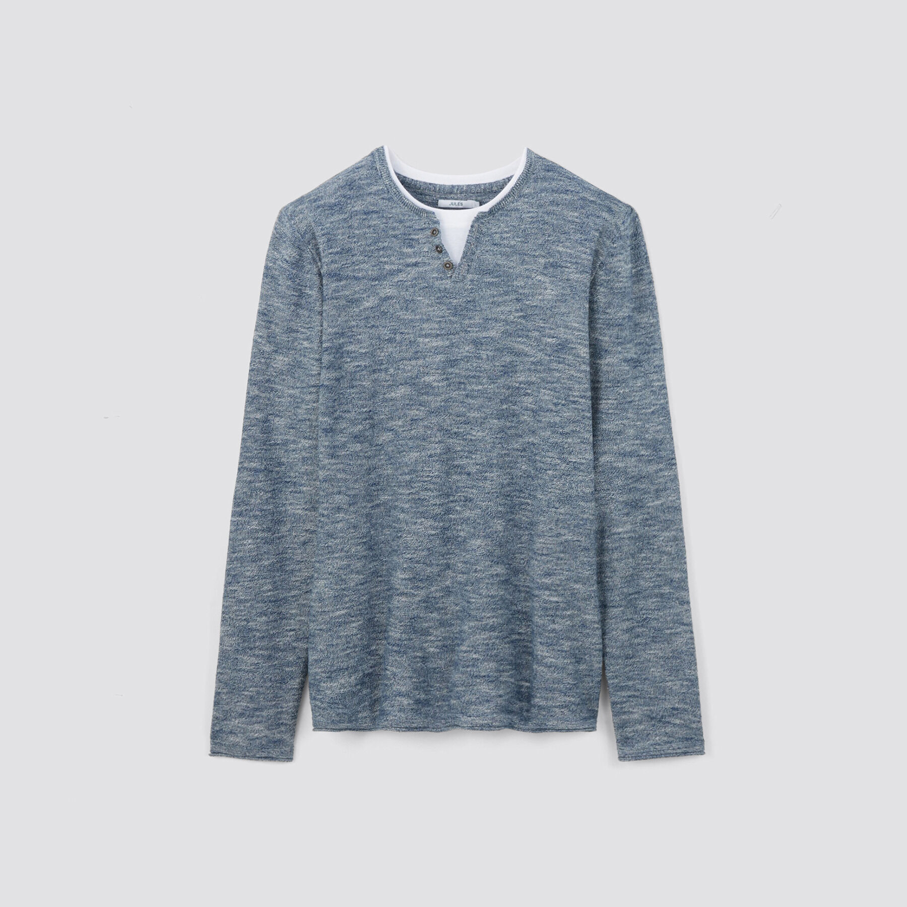 Pull col tunisien 2 en 1 Bleu fonc Jules
