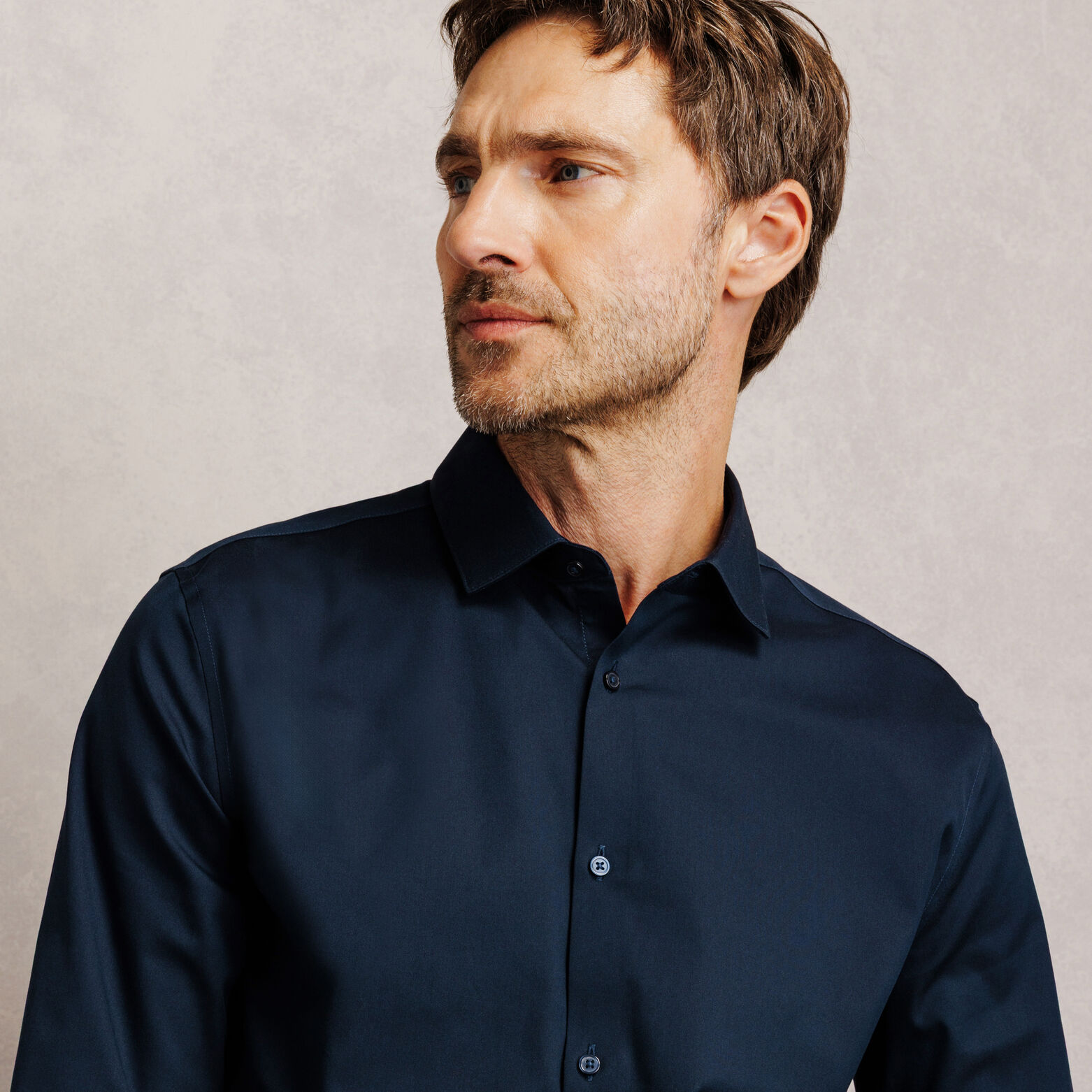 Chemise 100% coton slim sans repassage unie