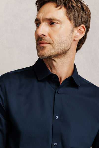Chemise 100% coton slim sans repassage unie