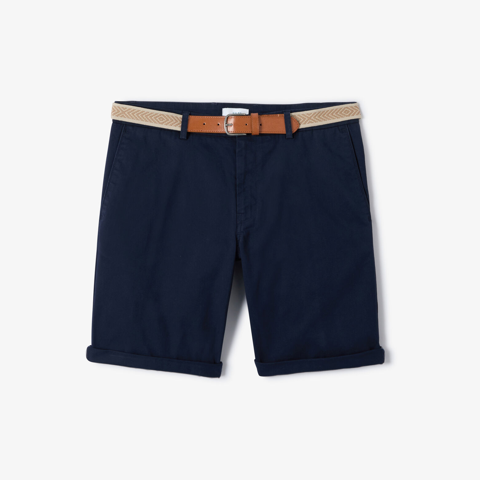 Bermuda chino slim uni avec ceinture
