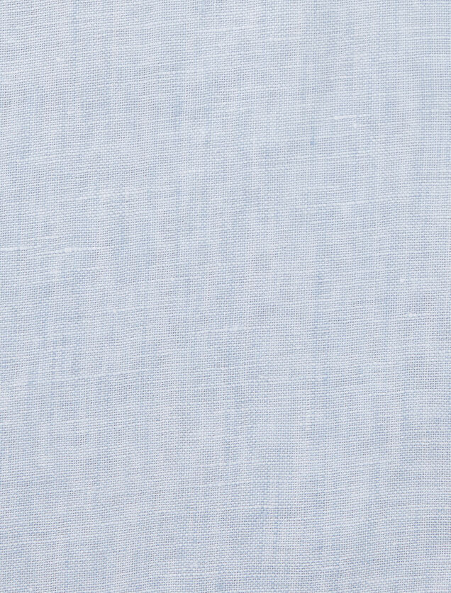 Chemise en lin regular col boutonn&eacute;