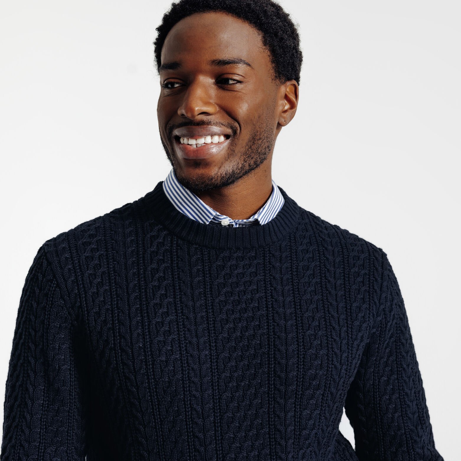 Pull col rond torsadé