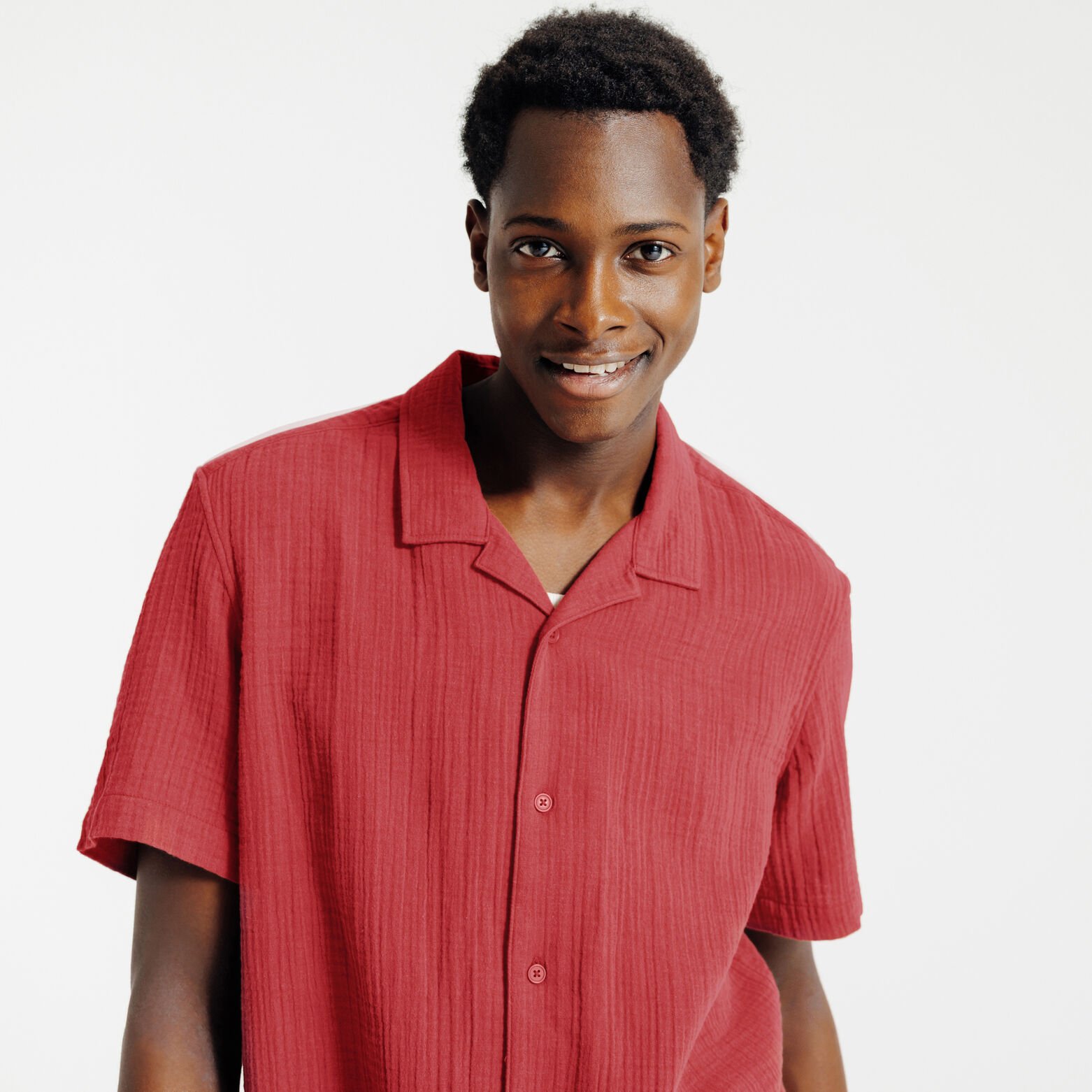 Chemisette en gaze de coton col requin