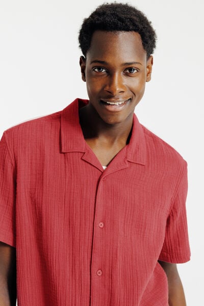 Chemisette en gaze de coton col requin