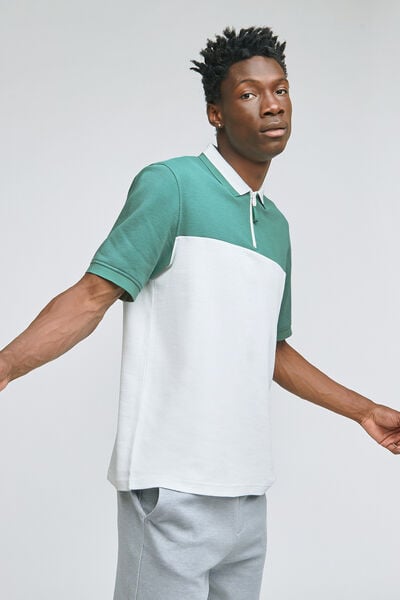 Colorblock polo met rits
