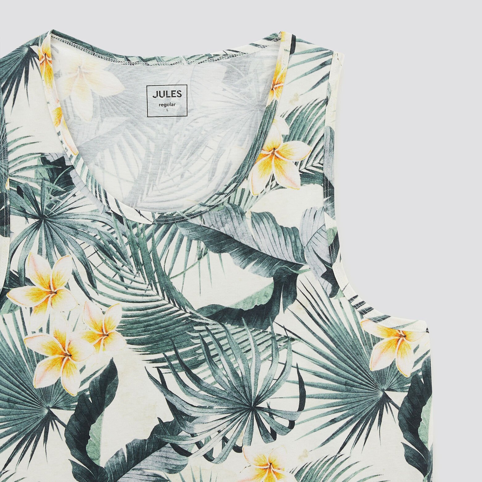 Mouwloos hemdje met tropische bloemenprint