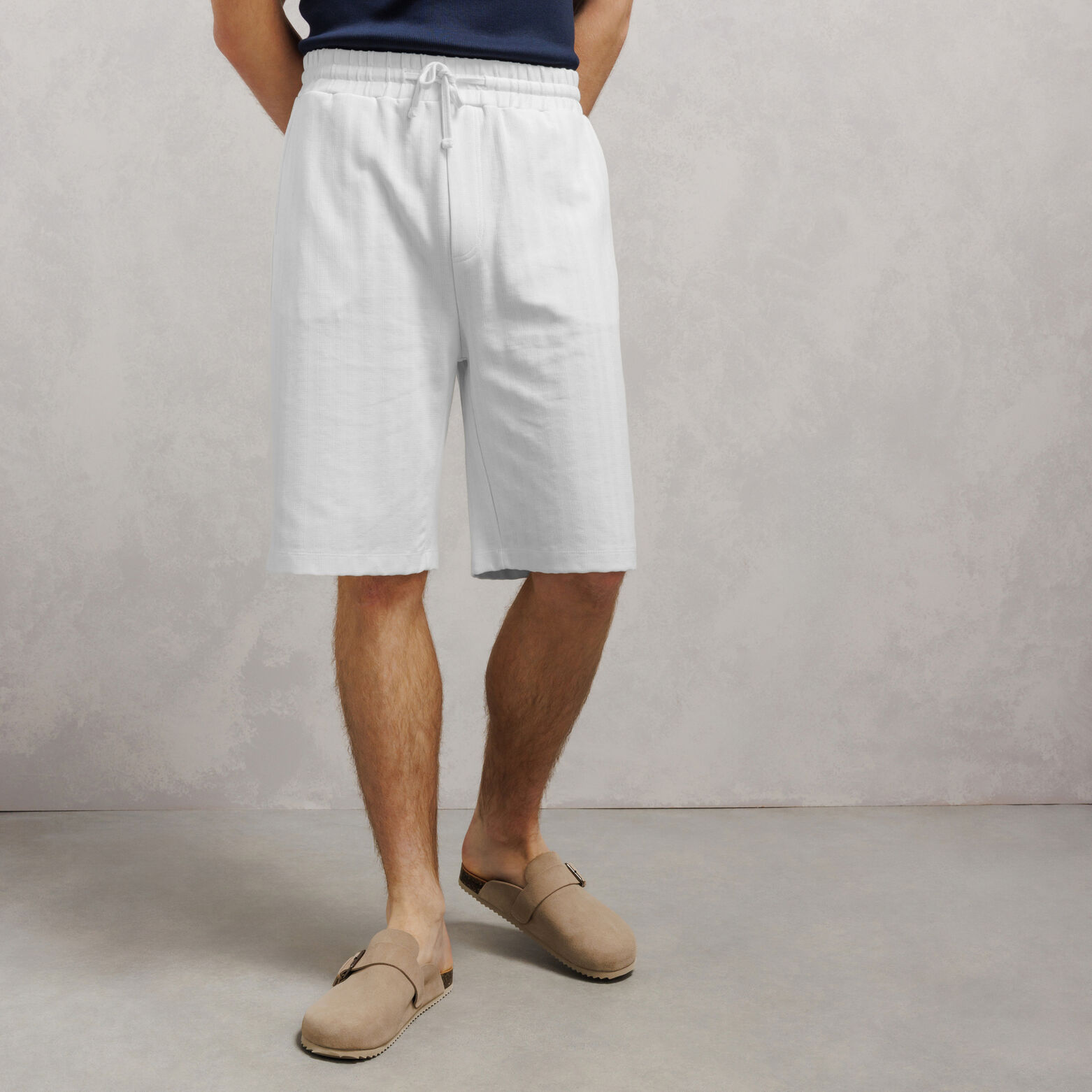 Bermuda long en maille taille &eacute;lastiqu&eacute;e